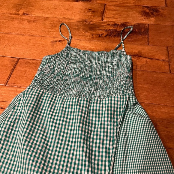 Urban Outfitters Green Checkered Skort Romper with Smocked Top - Picture 5 of 11